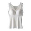 Winter Women Thermal Vest with Chest Pads Seamless Lace Fast Temperature Lock V Neck Slim Fit Elastic Sleeveless Inner Wear Bott