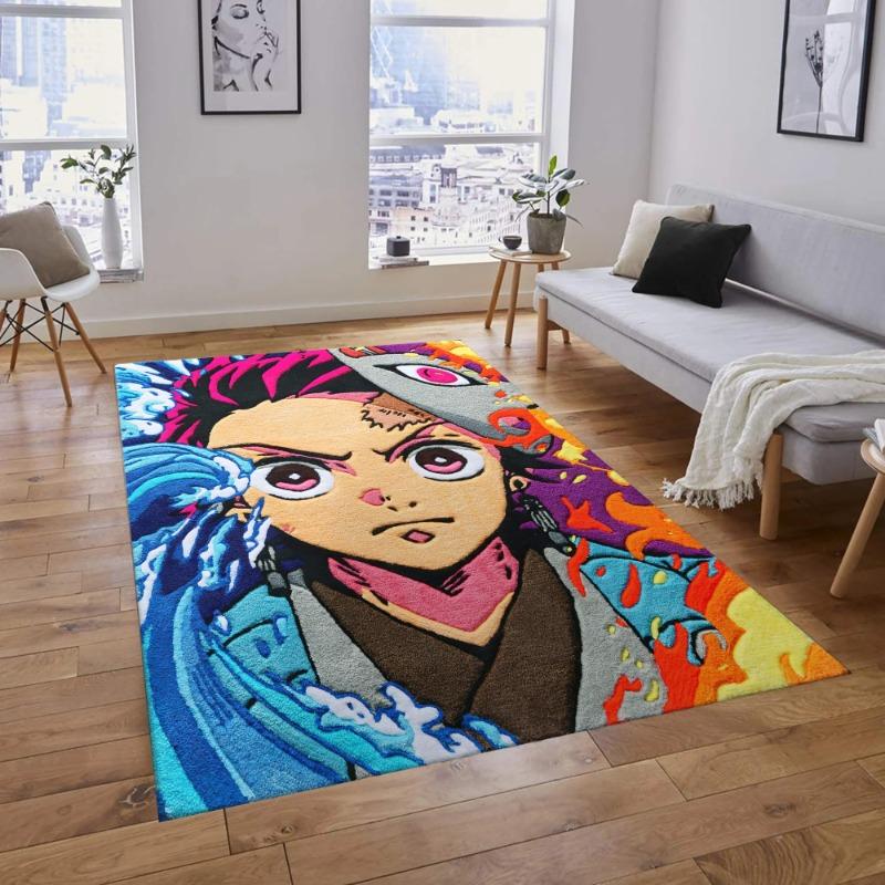Anime Area Rug Japanese Animation Inspired Floor Mat Fanatic Home Decor Gift for Anime Fans Popular Living Room Bedroom Decor