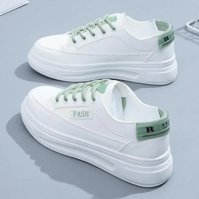 Vysoké/Nízké Tenisky pro Dámskou Sportovní Obuv Šněrovací Kožené Ležérní Jarní Podzimní Obuv Platforma Dámské Vulkanizované Boty