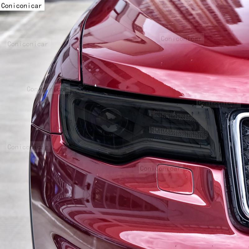 För JEEP Grand Cherokee 2014-2022 Bilstrålkastare Svart TPU Skyddsfilm Framljus Toning Färgändringsdekal Tillbehör