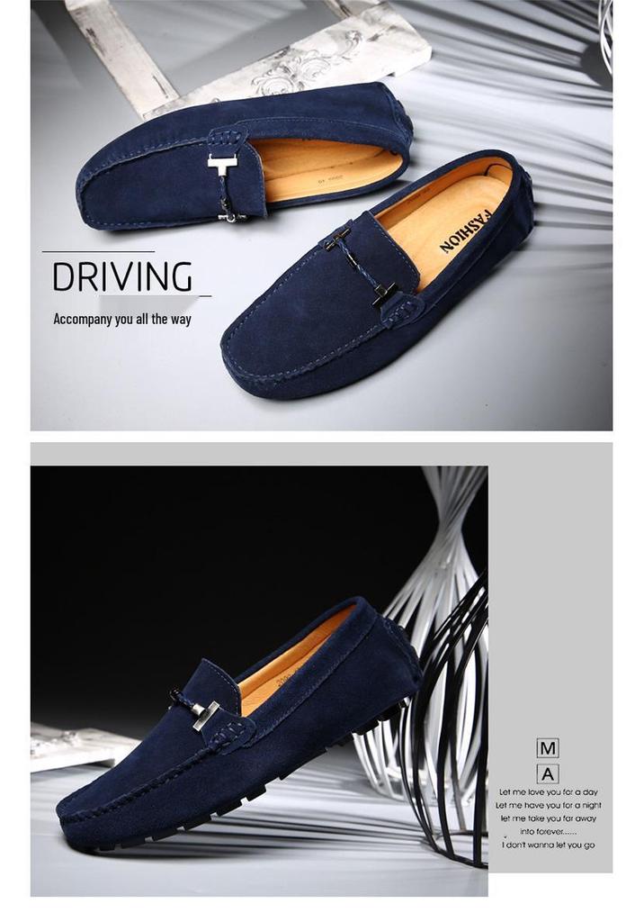 Men's Large Slip-on Cowhide Loafers - Lightweight Matte Leather Office Shoes