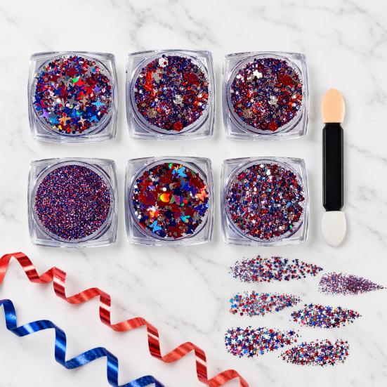 1/6Pcs Independence Day Body Glitter Gel, Patriotic Red White Blue Face Hair Glitter, Waterproof Sparkling Makeup Sequins, 4th of July Accessories