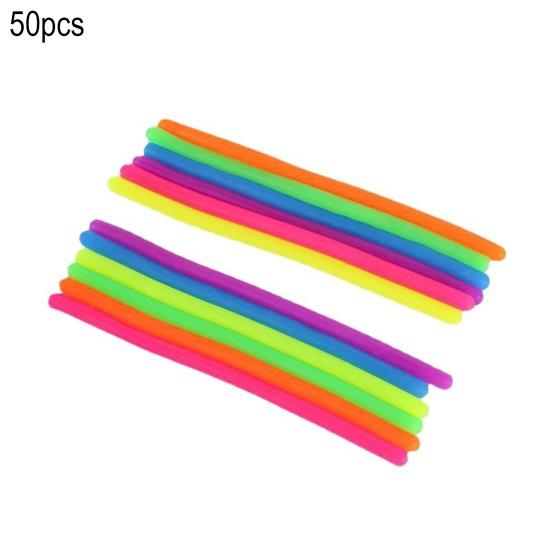 50/100Pcs Colorful Elastic Rope Sensory Toy Kids Adults Stress Anxiety Relief TPR Stretchy Noodle Fidget String Toy Party Favors