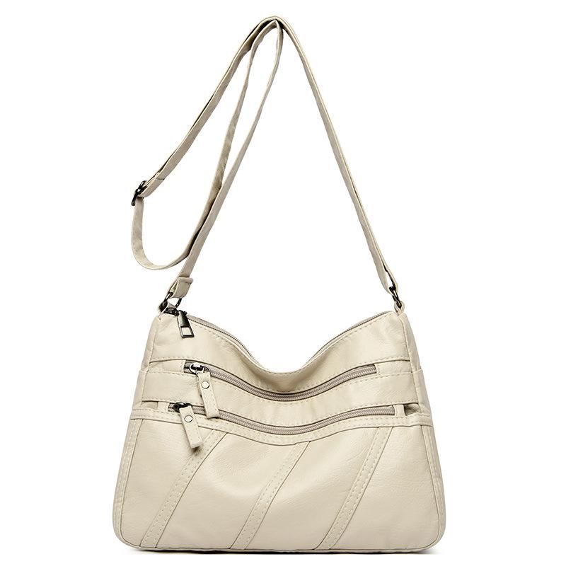 New Spring and Summer Crossbody Bag Mother Shoulder Bag Washing Soft Leather Women's Small Bag Middle-aged and Elderly