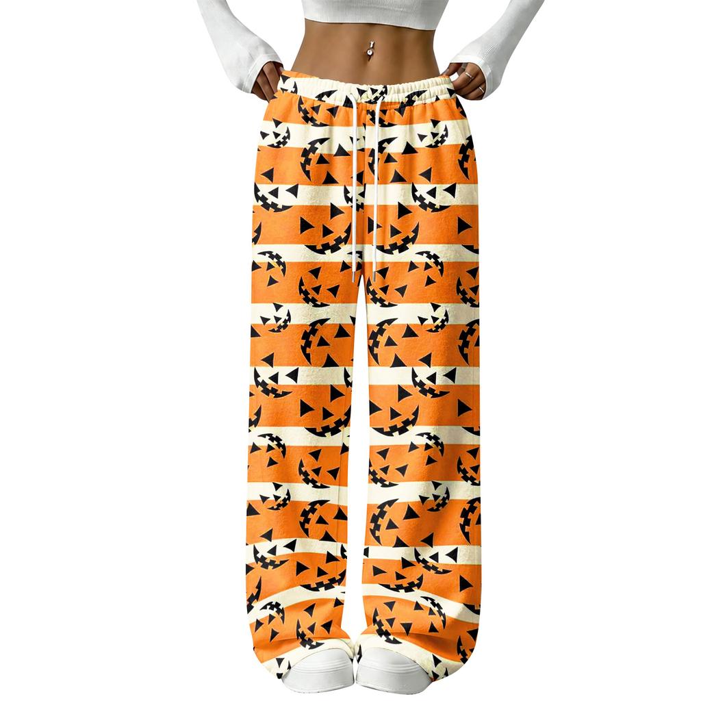 Damen Flanell Schlafanzughose für Halloween Gerade geschnitten Feiertags Loungewear Nachtwäsche