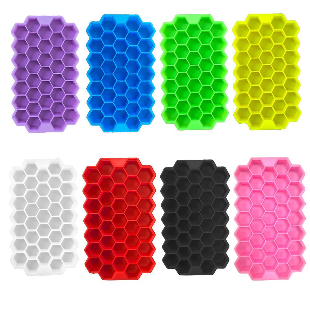 Honeycomb Ice Cube Tray Reusable Silicone Ice Cube Mold BPA Free Ice Maker with Removable Lid for Easy Release