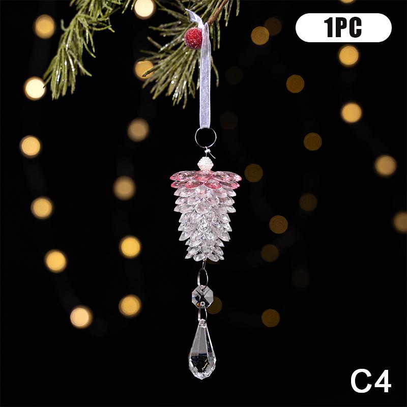 Clear Acrylic Christmas Tree Decorations Christmas Hanging Ornaments Snowflake & Icicle Hanging Decor New Year Party Decorations