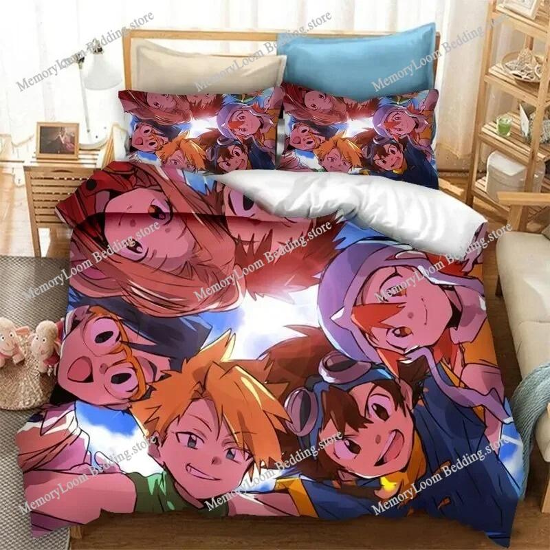 Anime Character Cute Digimon Adventure Bedding Set Full/Queen/King Size Duvet Cover Pillowcase Kids Adult Soft Home Textile Set