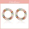 Highquality Alloy Plated Geometric Crystal Round Earrings For Women