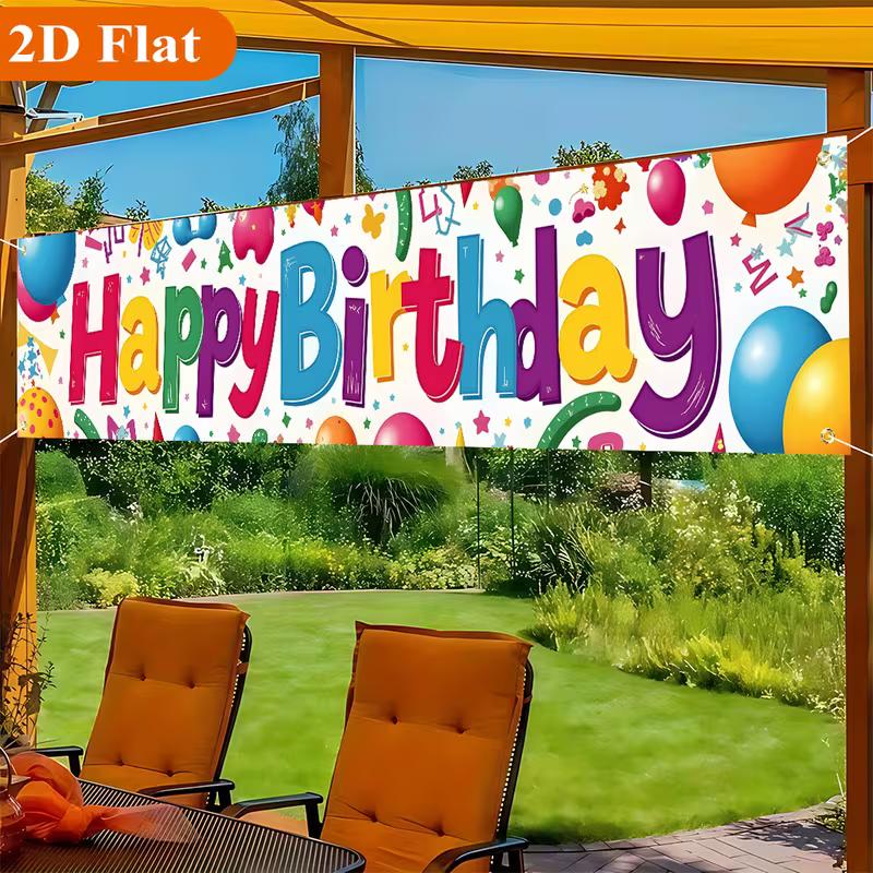 2D Multicolor Letter Birthday Banner, Festive Balloon Party Wall Decor