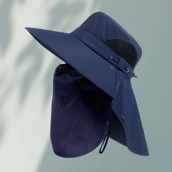 Fishing Bucket Hat with Detachable Neck Guard Adjustable Fishing Hat Windproof Breathable Mesh Sun Hat Wide Brim UV Protection