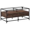 Coffee Table with Glass Top Brown Oak Effect 98.5 x 50 x 45 cm Steel