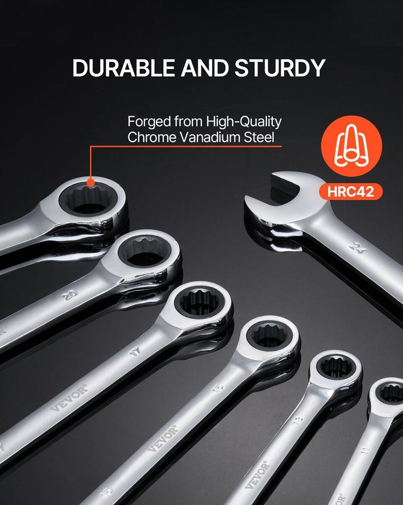 Combination Wrench Set 30 PCS SAE 1/4" to 1", Metric 8-24mm Organizer Rack