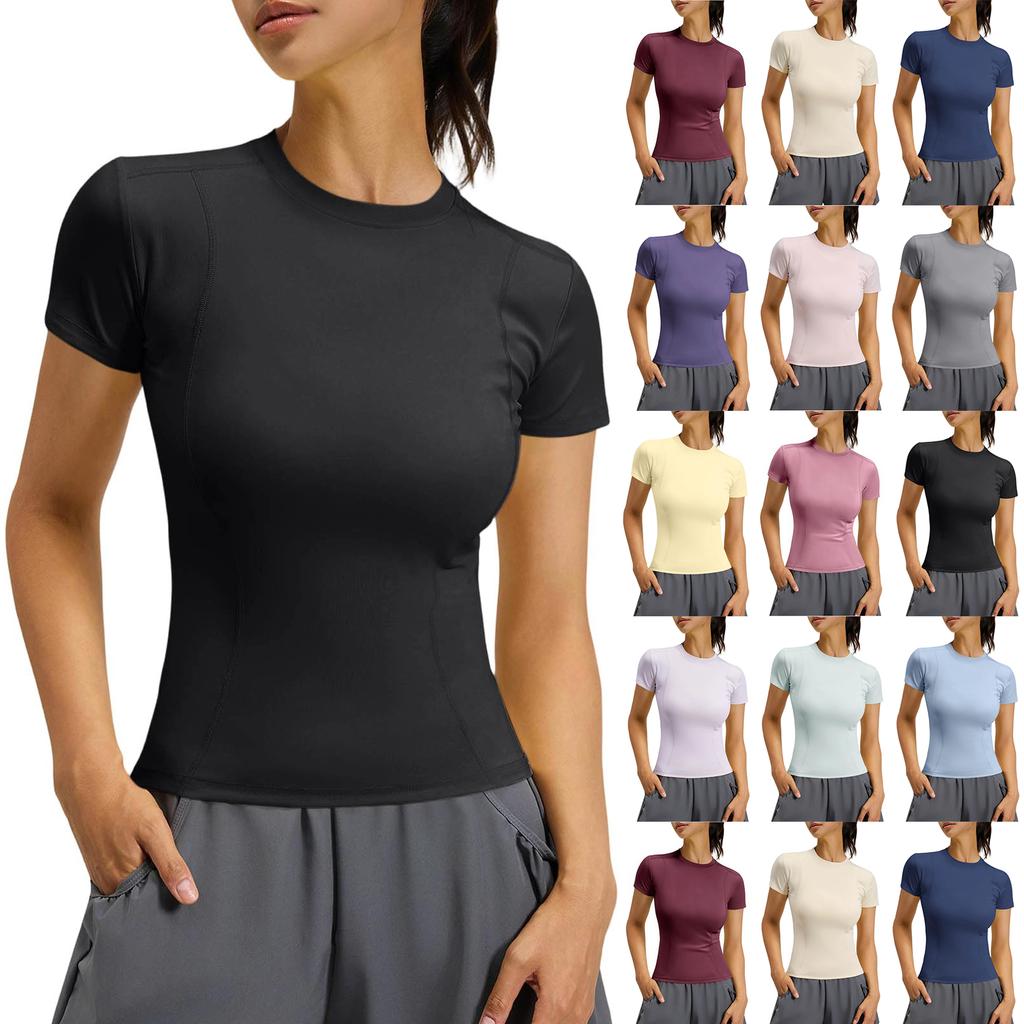 Women's Fashionable Casual Sports Leggings And Short-Sleeved Running And Fitness T-Shirt