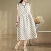 Sleeveless Plus Size Cotton Linen Vintage Dot New In Dresses for Women Casual Loose Long Summer Dress