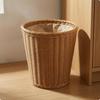 Rattan-Style Wastebasket Compact Size Woven Easy To Clean