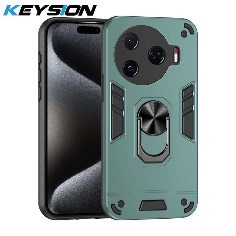 

Противоударный защитный чехол KEYSION для TECNO Camon 30 4G 5G, силиконовый чехол + защитное кольцо для камеры ПК, подставка для телефона Camon 30 Pro 5G for Camon 30 Pro 5G зелёный