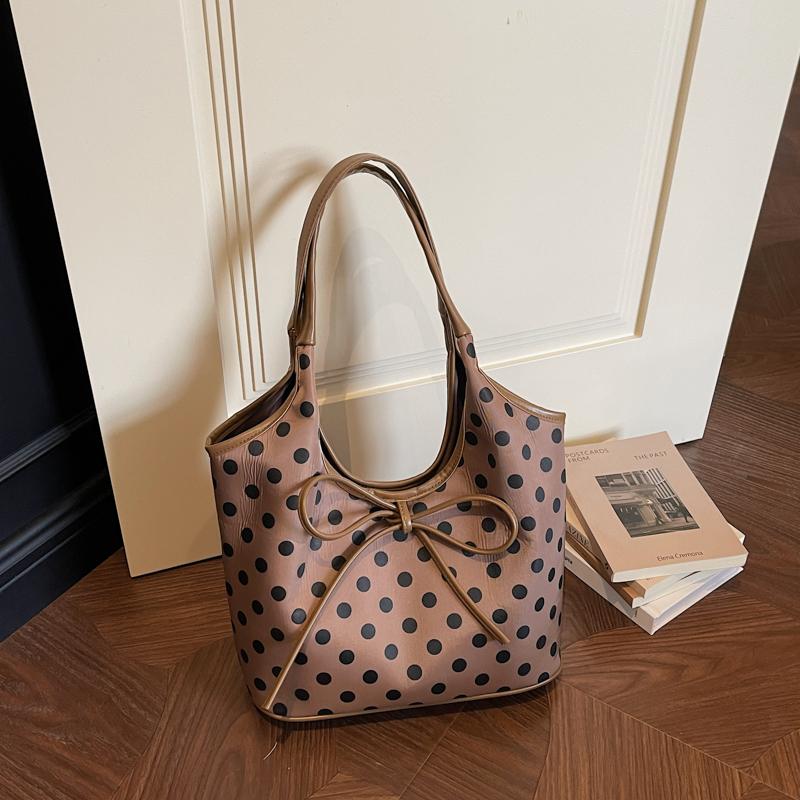 Fashion Nylon Polka Dot Bow Hasp Shoulder Bags Hot Sale Large Capacity Tote Bags Interior Zipper Pocket Youth Handbags for Women
