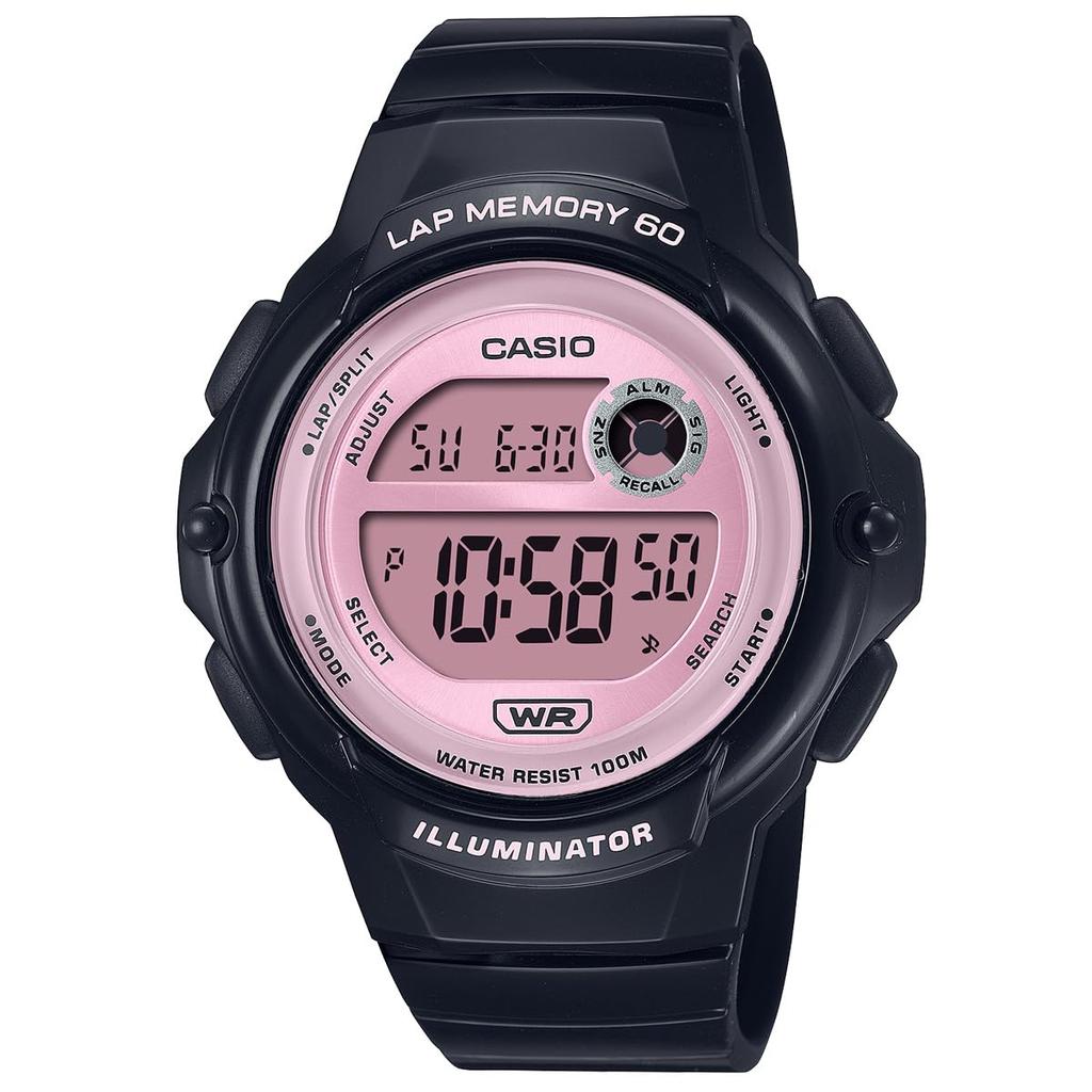 CASIO Sports Gear LWS-1200H Günstige Casio Laufen Joggen Sport 60-Runden-Speicher Wasserdicht Leicht (Schwarz/Rosa)