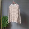Casual Women's Long Sleeve Round Neck Striped Cotton Top for Spring Fashion Versatile T-shirt America and Europe