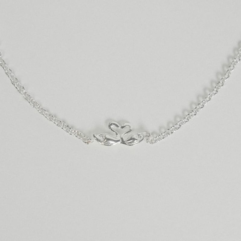 Baked Alaska [SILVER] Kissing Swan Chain Anklet