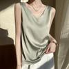 Women S Loose Fit V Neck Wide Strap Camisole French Style Ice Silk Top