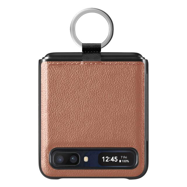 Schlanke Fingerringhalter-Ledertasche für Samsung Galaxy Z Flip 3 Flip4 Flip 4 Flip3 5g Anti-Drop-Falt-Handy-Abdeckung Fundas
