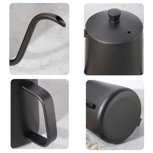 Stainless Steel Coffee Drip Pot with Lid, Heat-Resistant, Suitable for Direct Heat, Not Induction Compatible, Narrow Spout Design with Measuring Measu