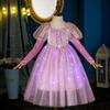 2025 Autumn/Winter Rapunzel Princess Long-Sleeve Luminous Mesh Dress for Girls