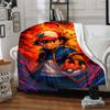 1pc Pokemon Flannel Throw Blanket HD Printed Lightweight Soft Warm All Season Blanket for Sofa, Bed, Travel, Camping Machine Washable