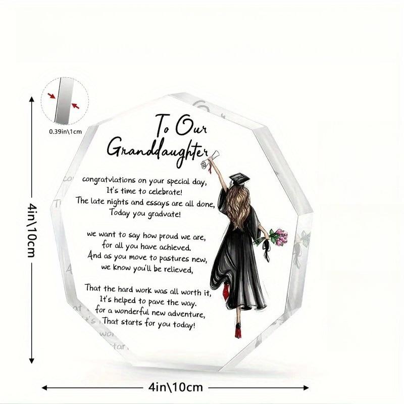 Graduation Plaque for Granddaughter, Inspirational Graduate Desktop Ornament, Sentimental Gift with Encouraging Words and Floral Design, Nurseries, H