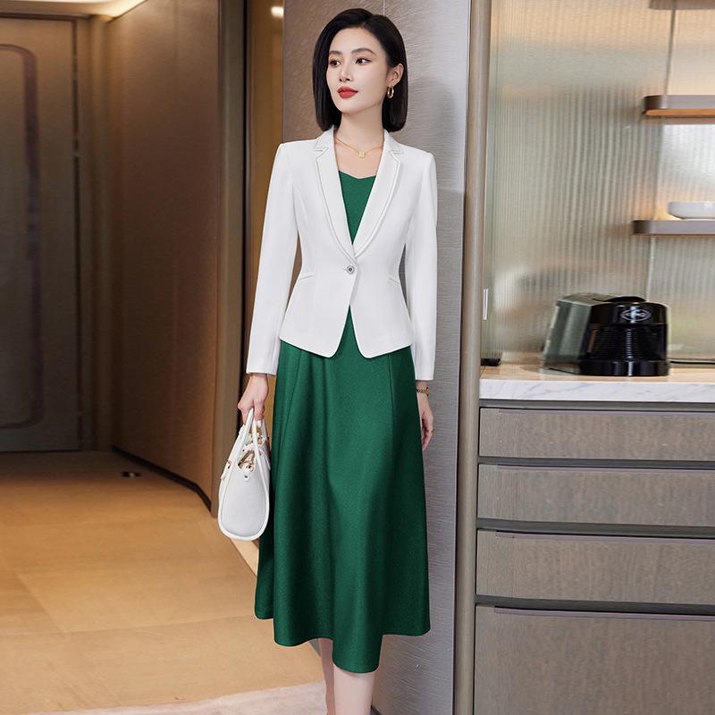 Women's White Slimming Suit Jacket – Spring/Autumn 2025: High-End, Formal, Professional Socialite Style