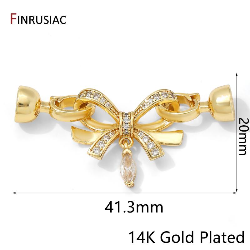 

14K Gold Plated Brass Bowknot Shape Pearl Clasps Connector,Fastener Lock Clasps For DIY Jewelry Making Accessories 1 piece