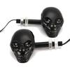 LED Motorcycle Directional Lights Turn Signal Unit 12V Amber Universal Black Skull Head Pair Motorbike Indicators Skeleton