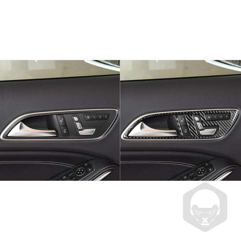 Real Carbon Fiber Car Accessories Door Handle Panel Trim Cover Soft Sticker For Mercedes CLA C117 2014-2018 GLA X156 2015-