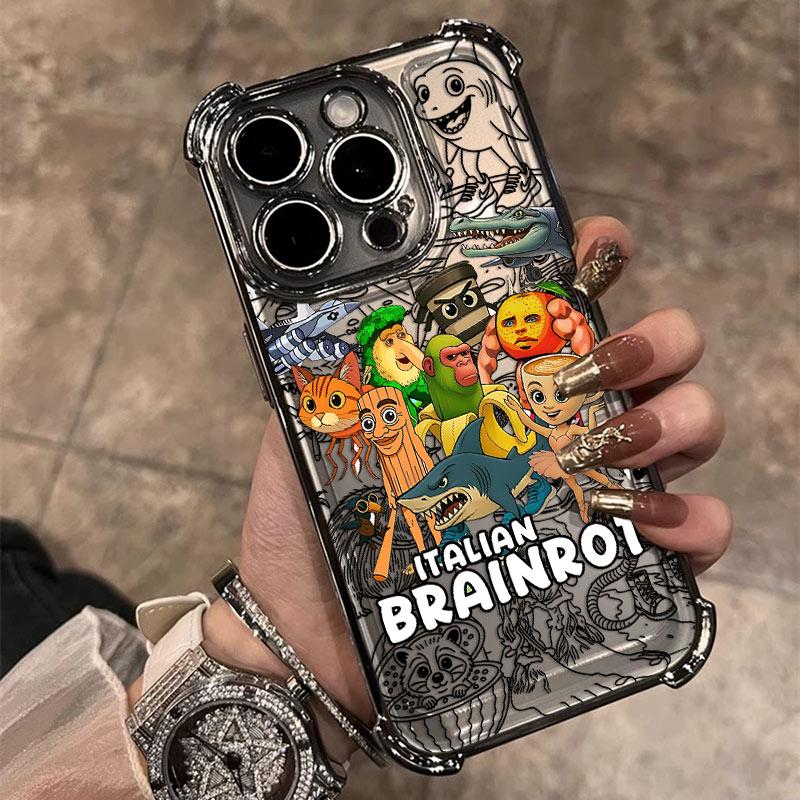 

Animal B-BRAINROTs Plating Phone Case For Xiaomi Redmi A3 14C 13C 12C K50 A1 Note 14 12 11 10 Pro Plus 4G 5G Anti Fall Airbag Redmi Note 10 5G