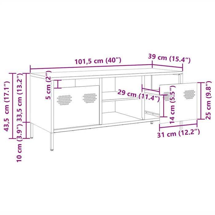 VidaXL TV Stand White 101.5x39x43.5 Cm Cold-rolled Steel, TV Stand, TV Buffet, Hi-fi Cabinet, TV Bench, Cabinet In 851303