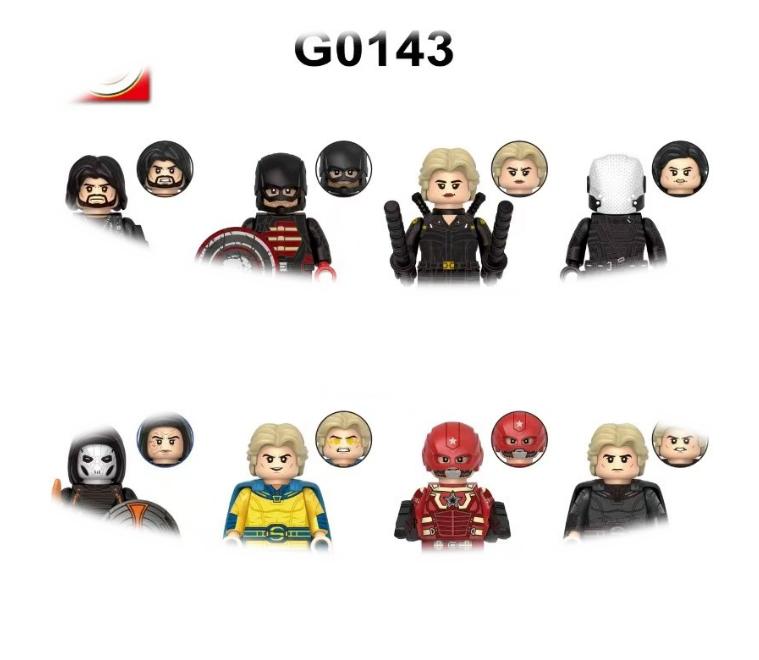 8pcs/set Thunderbolts U.s.Agent Yelena Belova Taskmaster Sentry Red Guardian Void Winter Soldier Ghost Building Figure Toys pack by bag