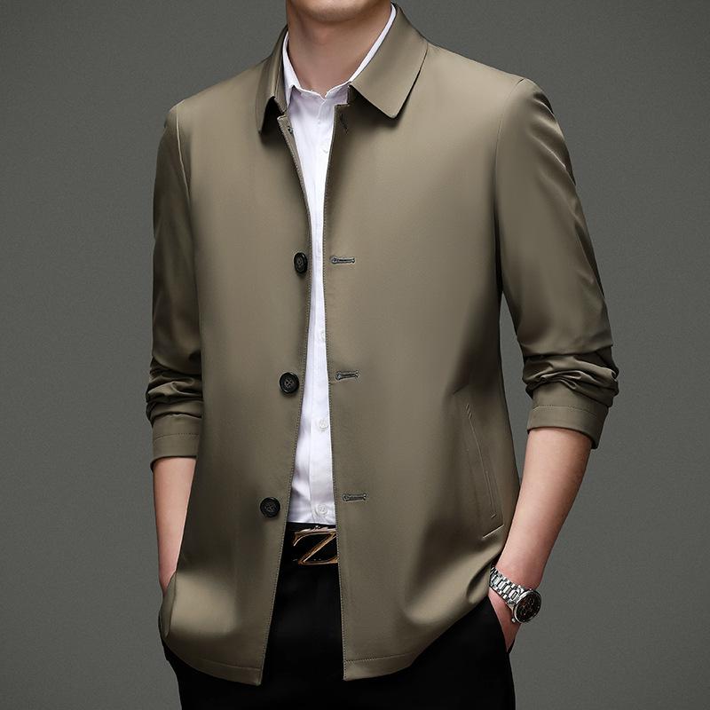 

Весенне-осенняя мужская куртка и куртка Легкая деловая Повседневная свободная куртка с лацканами и длинными рукавами для папы 4XL хаки