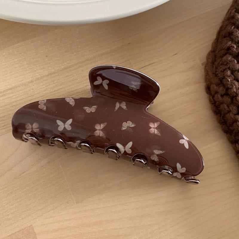 Korean-Style Milky Yellow Ombre Polka Dot Sunflower Claw Hair Clip