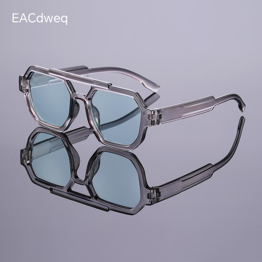 Vintage Men Double Bridges Eyewear Polygon Square Women Sunglasses Fashion Luxury Designer Eyewear Men Sun Glasses Uv400