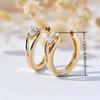 Best For Women Gifting Perfect Gift Hoop Earrings Luxurious 1Pair Golden Toned Jewelry For Daily Wear Synthetic Zirconia With Heart-Shaped Elegant