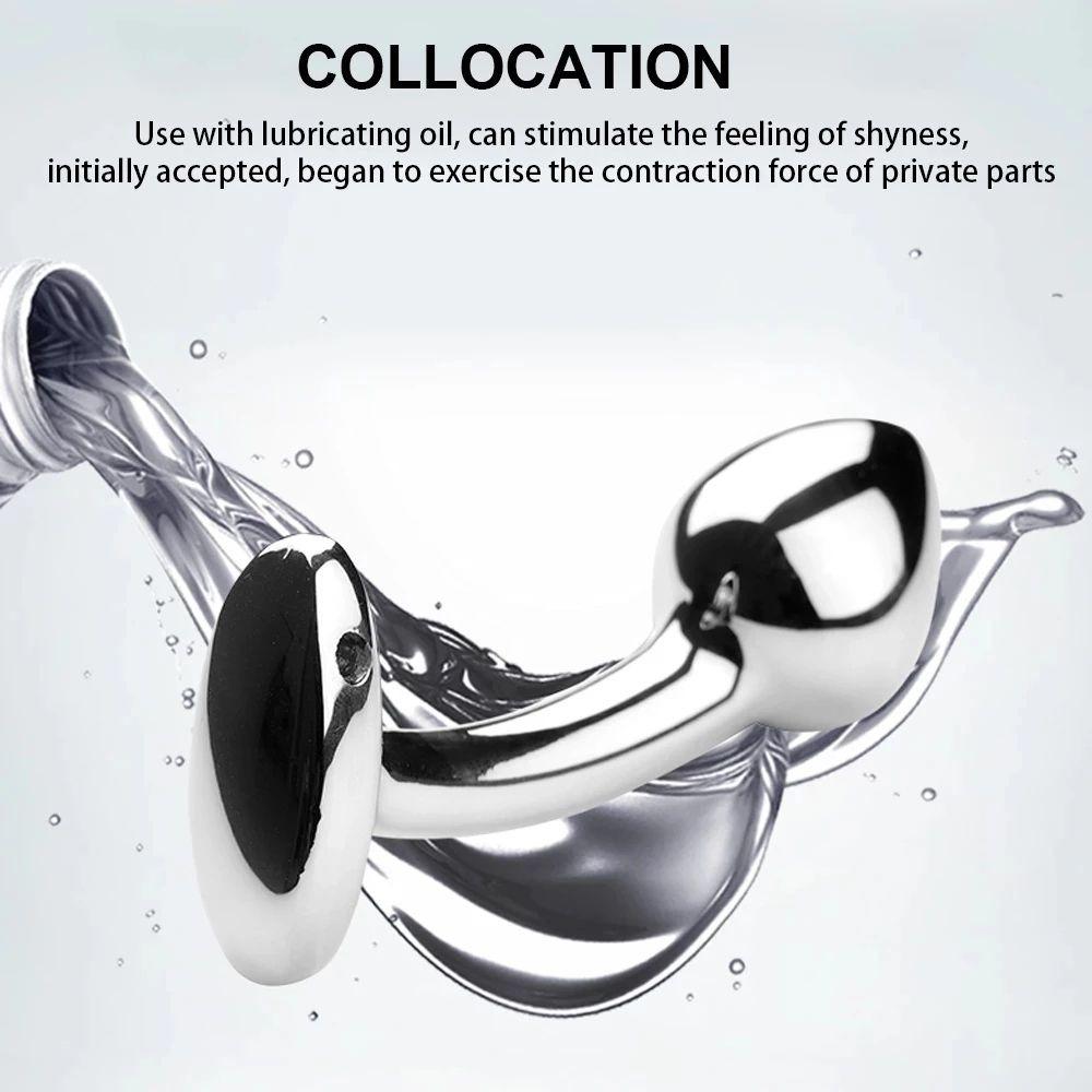 Metal Beads Butt Plug Set Fake Dildo Metal Anal Plug Wearable Insert Sex Toy for Male Female Anal Dilation G-spot Anal Plug