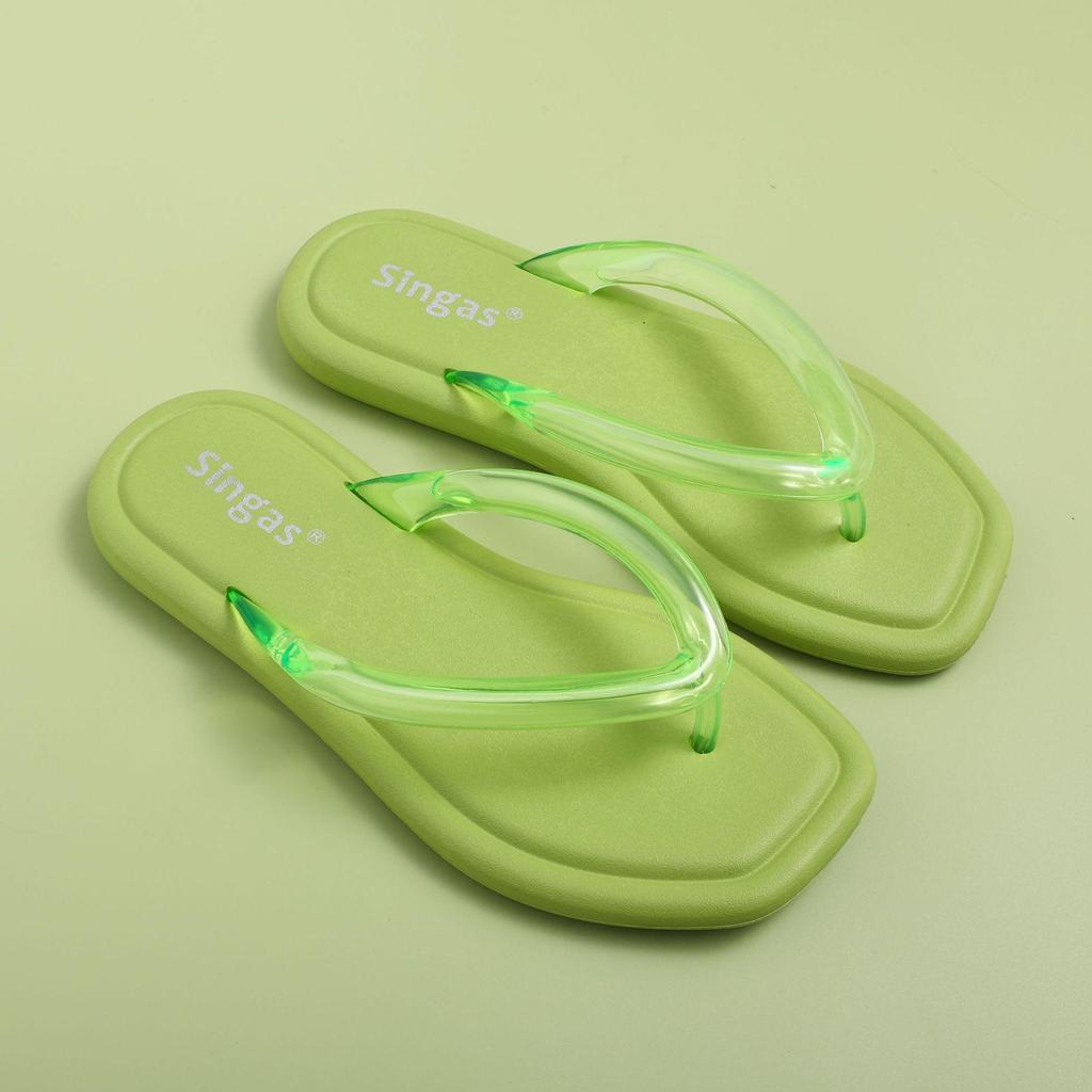Damtofflor med genomskinlig tårem: Mjuka sulor halkfria sandaler för strand & hem
