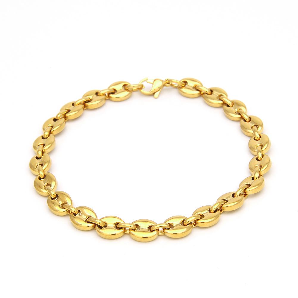 Luxury Pure Gold real gold European and American Hip Hop Men s Pig Nose Bracelet