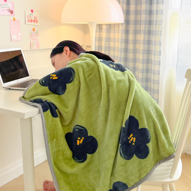Printed Milk Velvet Wearable Blanket Adults Kid Soft Warm Flannel Shawl Blanket Autumn Winter Multifunctional Office Nap Blanket