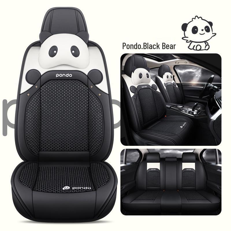 2022 New Cartoon Leather Ice Silk Car Seat Cushion Set, Four Seasons