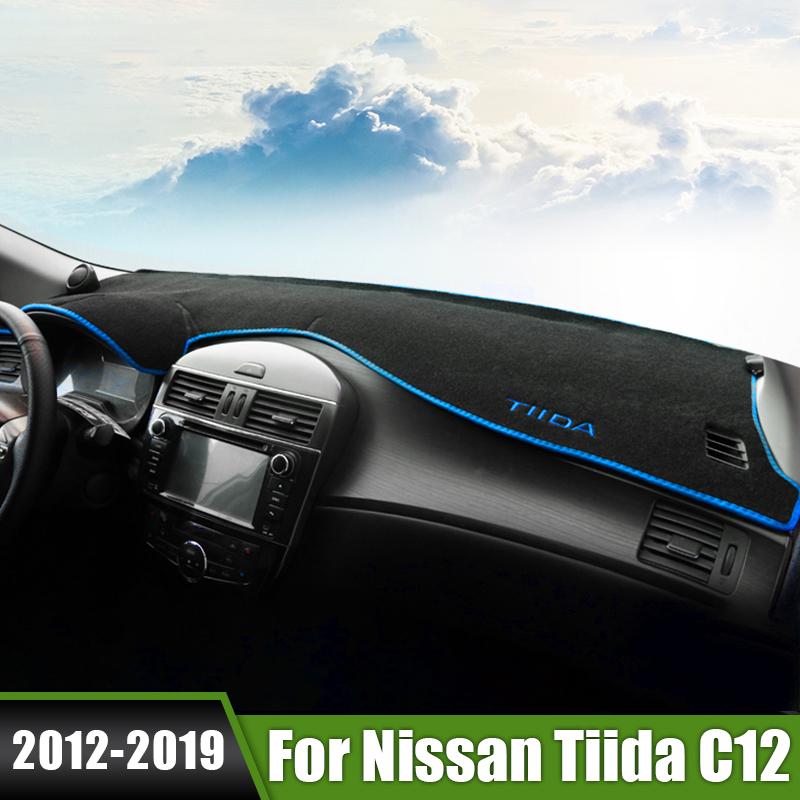 

Для Nissan Tiida C12 2012-2014 2015 2016 2017 2018 крышка приборной панели автомобиля с левым рулем, избегайте легких подушечек, анти-УФ-защитный чехол, нескользящий A Red Side