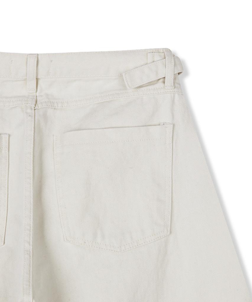 Eonyujeulaeb Cotton Curved Buckle Pants [Cream]