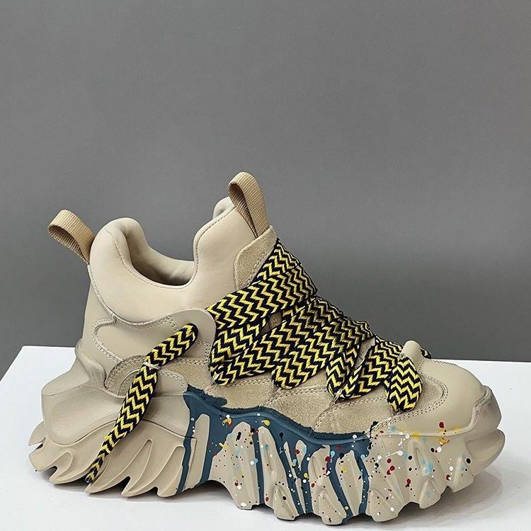 

Европа, осень 2024, высокие туфли, женские винтажные тканые туфли для девочек на платформе для папы 35 хаки